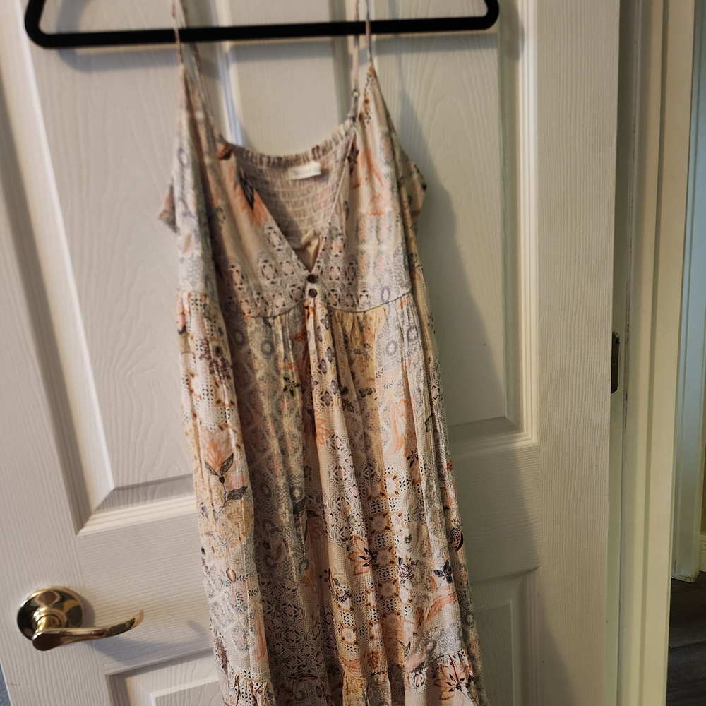 Floral Bohemian Maxi Dress - Cream and Pink